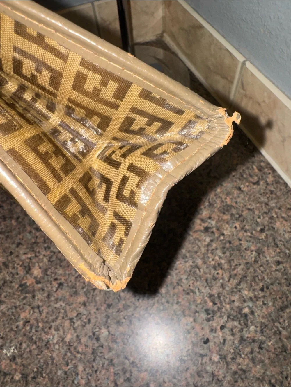 Fendi Zucchino FF vintage Monogram Canvas Clutch Pouch authentic